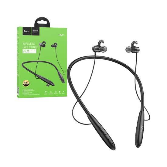 Auscultadores Bluetooth Neckband Hoco ES61 Manner com Microfone Preto Auscultadores Bluetooth Neckband Hoco ES61 Manner com Microfone Preto
